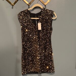 BANANA REPUBLIC Black and Gold Sequin Mini Dress